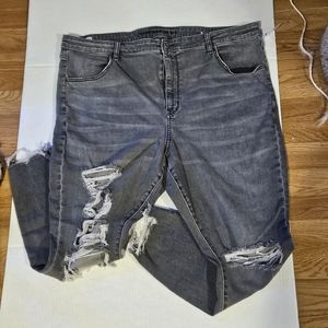 American Eagle Outfitters Gray Distressed Ankle Jeans